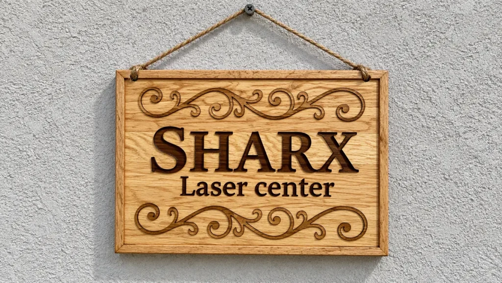 SHARX wood signage
